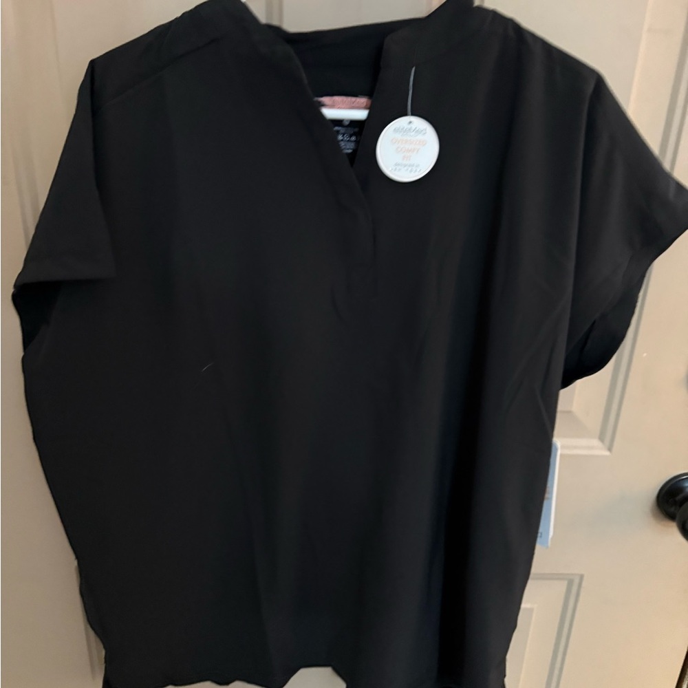 Black Women's Oversized Raglan Scrub Top.
